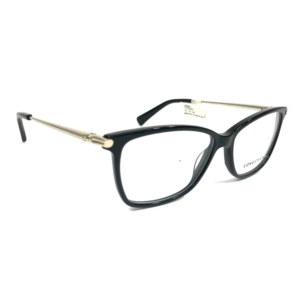 Longchamp Eyeglasses Frames LO2621 001 Black Gold Cat Eye Full Rim 53-14-140
